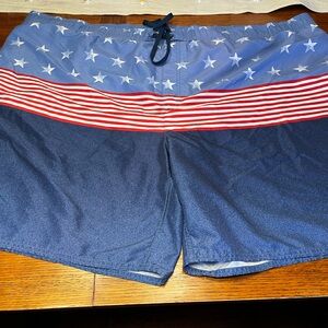 Patriotic Star-Striped Men's Swim Trunks